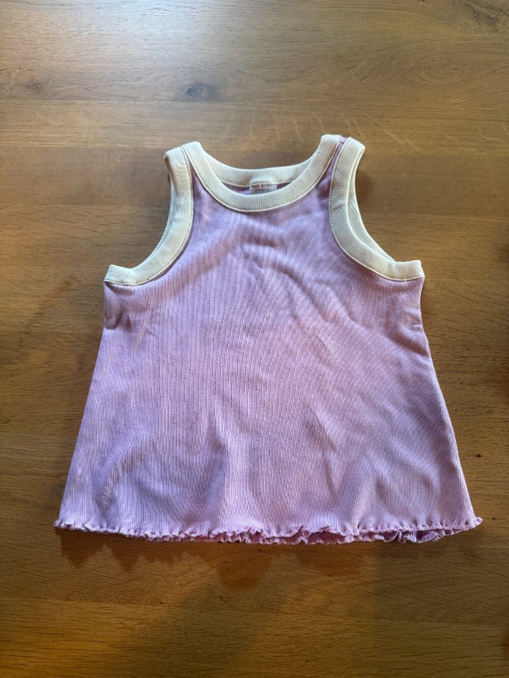 Hanna Andersson Lavender Ribbed Tank Top with Cream Trim